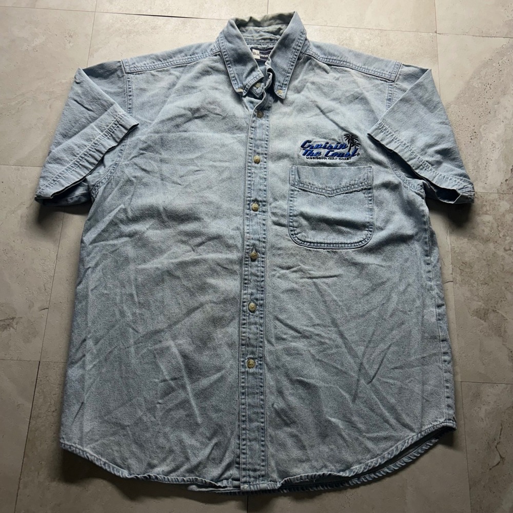 Blue Generation Denim Shirt Light Wash Mens Medium Cruisin The Coast Mississippi